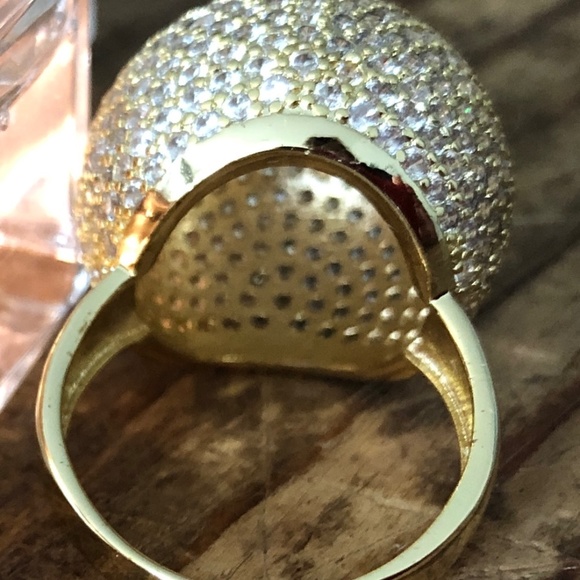 HUGE Pave Globe Shape Cocktail Ring size 8 - Picture 4 of 4